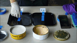 同一時間使用蜜蠟250的模具在差不多2秒后就掉落在桌面上，但使用常規(guī)蠟的模具還是牢牢地穩(wěn)固貼在模具上，附著力十分強，由此可見使用蜜蠟250的脫膜效果更勝一籌。